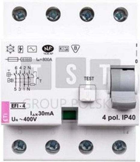 Etipo Residual Current Switch Eti Polam Efi-4 3p+n 100a Ac 0.03ma 10 Ka 002062151
