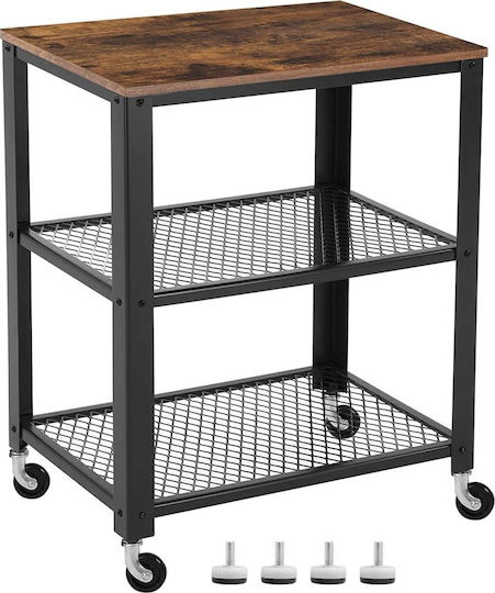 Rectangular Central Wooden Coffee Table with Wheels Vintage Black W60xL40xH70cm Rectangular Central Wooden Coffee Table with Wheels Vintage Black W60xL40xH70cm