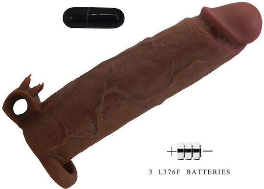 Pretty Love Penis Extension with Vibration Brown 22cm