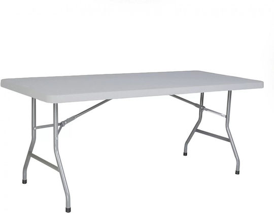 Plastic Catering Outdoor Foldable Table with Grey Metal Frame 182.9x76cm