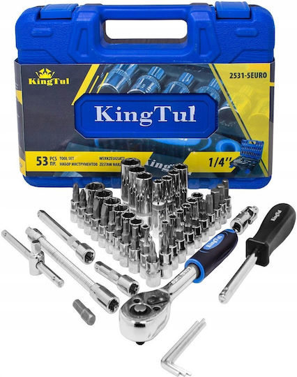 ISMA Fieldmann Ratschen- und Steckschlüssel-Set 1/4" 53 Stück