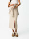 High Waist Maxi Skirt Beige