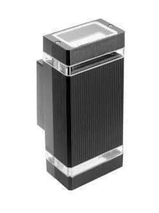 Gtv Стенен Осветител с Цокъл GU10 Черен 24.5x10.5x11см.