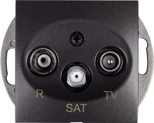 Kontakt-Simon TV-Antennensteckdose für Fernseher Satellit und Radio Antenne in Grau Farbe DASP.01/48