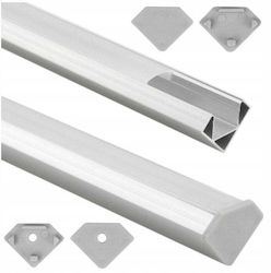 Ecolight Profil Led R02 Ъглово Профил Led Ec20621 2 M Анодизиран Алуминий Млечен Протектор