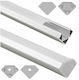 Ecolight LED-Streifen Aluminiumprofil Ecke Ec20621 2 m Eloxiertes Aluminium Milchglasabdeckung