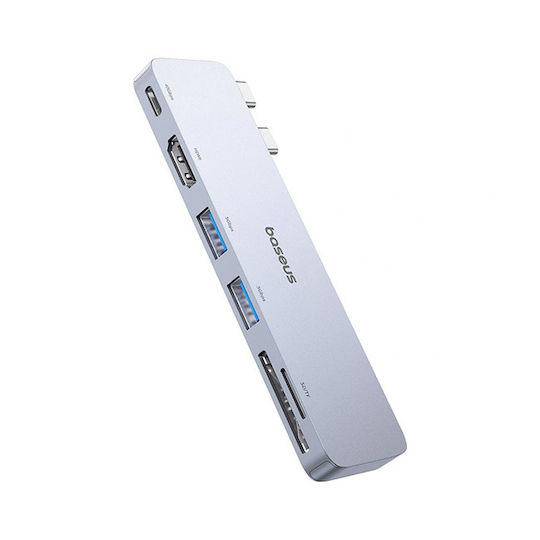 Baseus UltraJoy Series 6in1 Докинг станция с Двоен USB-C HDMI 4K Сив