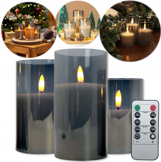 Decorative Lamp Warm White Wax 3pcs 7.5x7.5cm