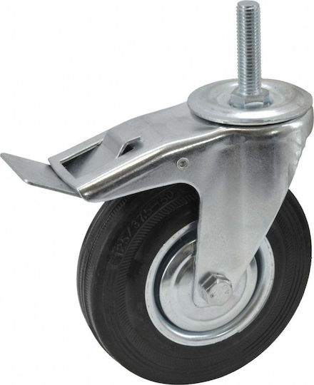 Awtools Roată Rotativă Cauciuc Negru Cu Frână Șurub Cu Piuliță 75mm