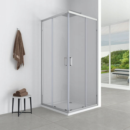 Aptel Cabină de Duș cu Ușă Glisantă 80x185cm Sticlă Transparentă Chrome