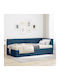 Einzelbett Mit Samt Blau Mit Lattenrost & Matratze 90x200cm
