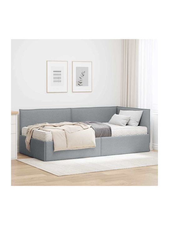 Ein Einzelbett Mit Samt Beigem Grau Mit Lattenr...