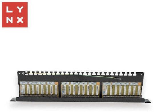 Lynx Cs Lynx Пач Панел 19'' 24 Порта Stp Cat6a 50µ Екраниран Черен