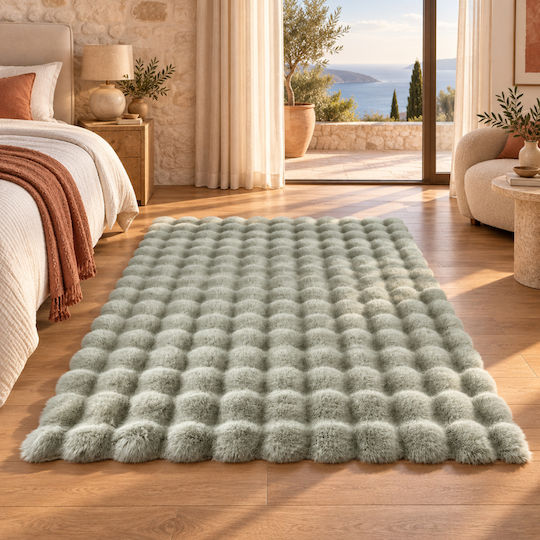 My Home Luxury Bubble Rutschfester Teppich Flur Pelzig Grün 60x150cm
