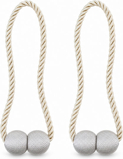 Krawatten-Rücken Magnetisch aus Stoff Ecru 2 Stücke