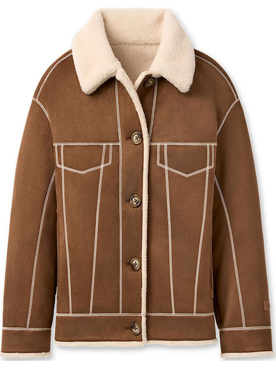 Frankie Women's Double Sided Winter Jacket Dark Chestnut/Cream