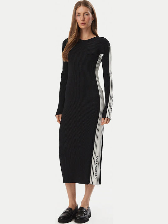 Rochie Midi Tricotată Neagră