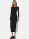 Rochie Midi Tricotată Neagră