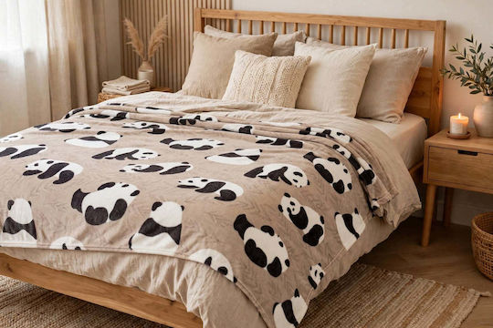 Velvet Blanket Super King 220x240cm Grey Panda