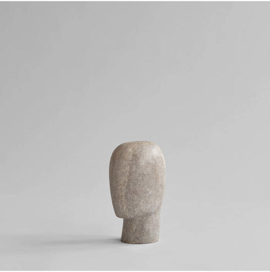 Decorative Sculpture Head Sculpture Mini Silver Travertine H25xL14xW16cm 101 Copenhagen