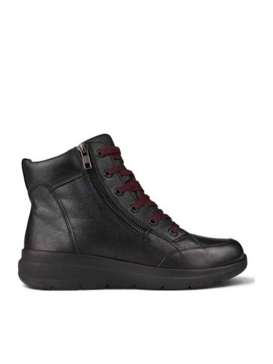 Leder Damen Stiefeletten Schwarz
