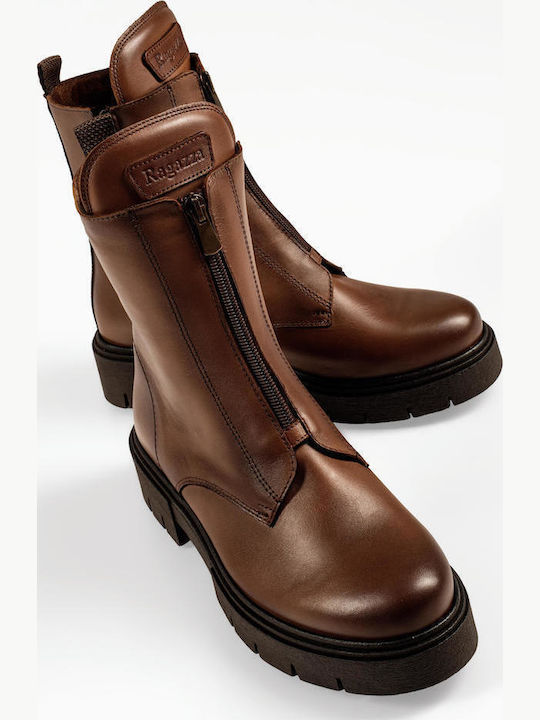 Ragazza Leder Damen Stiefeletten Tabac Braun