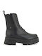 Leder Damen Stiefeletten mit Mittelhohem Absatz Schwarz