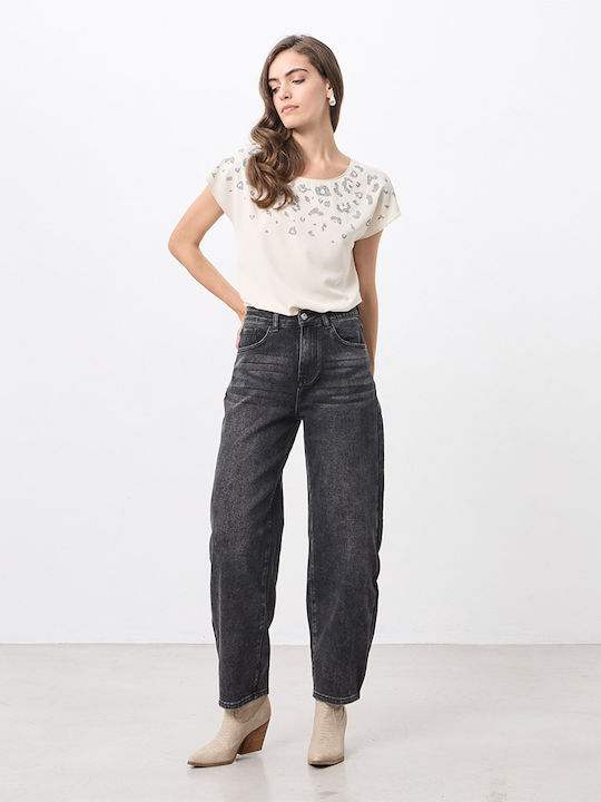 Damen Jeans Hosen Hochgebirge Regulär Schwarz