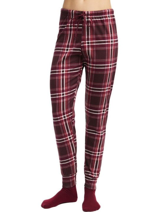 Minerva Pantalon de Pijama Dama de Iarnă Burgundy