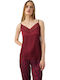 Minerva Minerva Damen Schlafanzug & Pyjamas Satin Bluse Burgundisch