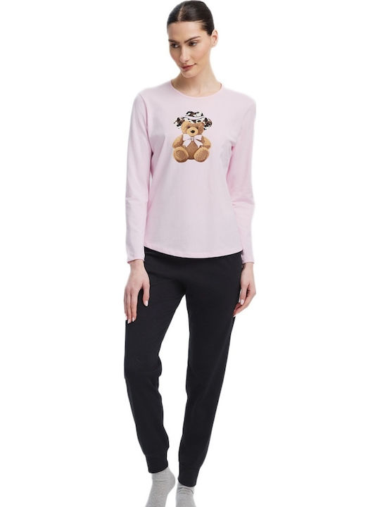 Minerva Set Pijamale Dama De Iarnă Bumbac Roz