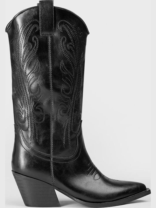 Women's Cowboy Boots with Medium Heel Black