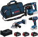 Bosch 0615A500AH Комплект Ъглошлайф, Дрелка и Перфоратор 18V с 3 Батерии 5Ah и Калъф с Зарядно устройство
