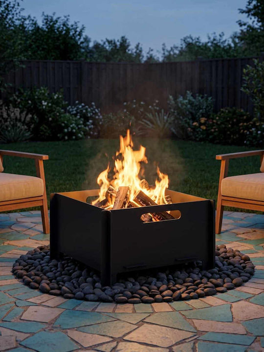 vidaXL Șemineu de Exterior Metalic Negru 40x40x...