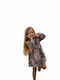 Girls Velvet Brown Dress