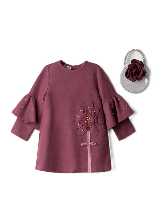 Evita Kinderkleid Satin Blumen Flieder