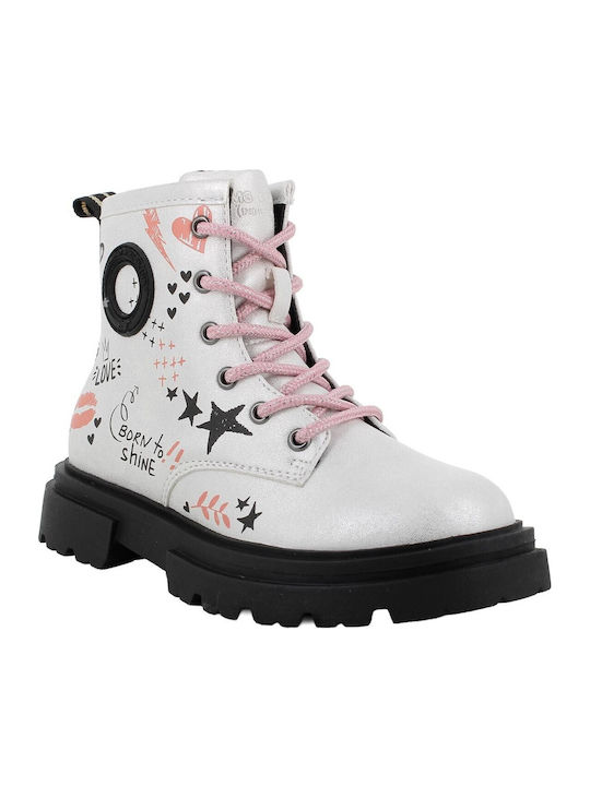 Anatomische Kinderstiefel mit Schnürsenkeln in Weiß