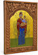 Heiligenikone Unserer Mutter Gottes von Myrtidiotissa Holzrahmen Myrtenblatt 16cm