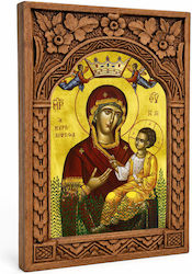 Panagia Myrtidiotissa Wooden Carved Frame Myrofyllo 16cm