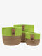 Phos & Gaia Set of Decorative Wicker Green Baskets 3 Pieces
