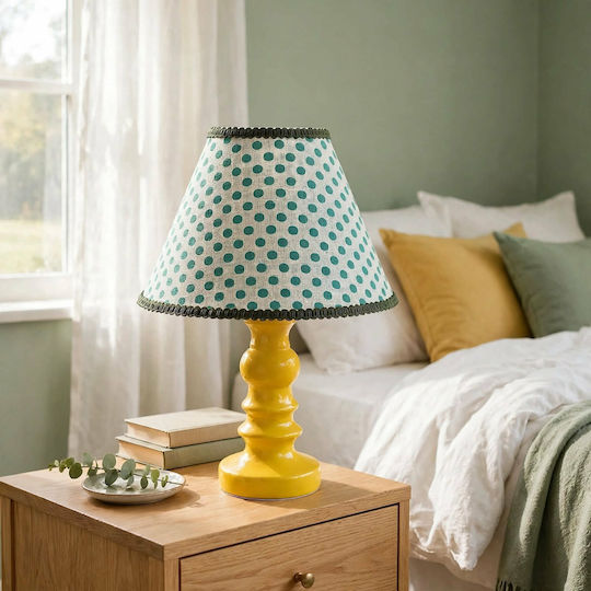 Ceramic Table Lamp for E27 Fitting with Green Shade and Base