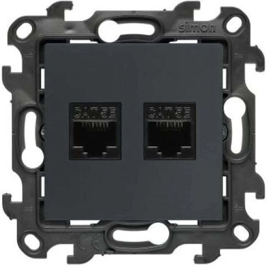 Kontakt-Simon Doppelter Netzwerksteckdose RJ45 in Grau Farbe N52.01/38