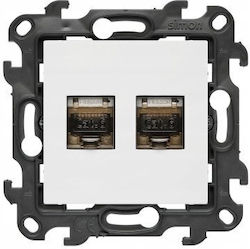 Kontakt-Simon Double External Network Socket RJ45 in White Colour N62E.01/11 Kontakt-Simon Double External Network Socket RJ45 in White Colour N62E.01/11