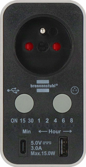 Brennenstuhl Механичен Таймер за Контакт Дневен с Възможност за Обратно Броене