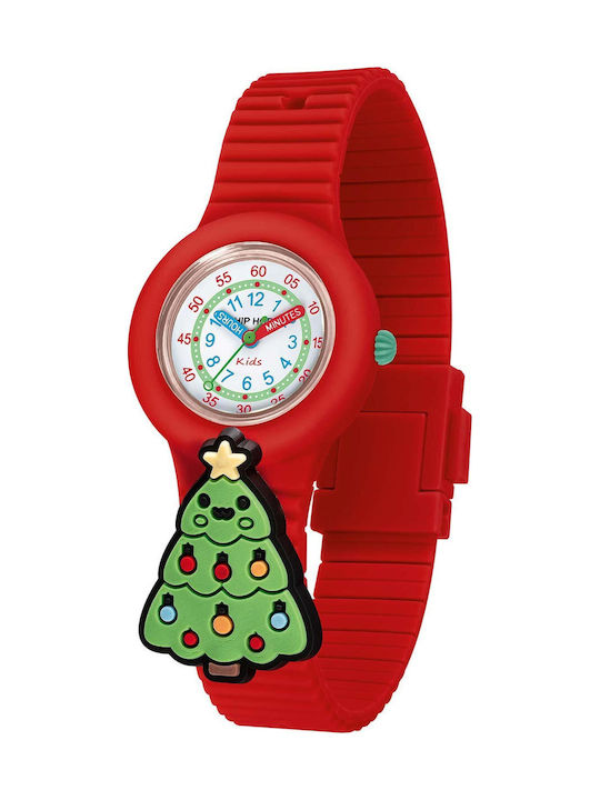 HipHop Analog Kinderuhr Rot mit Silikonarmband