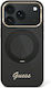 Guess iPhone 18 Pro Max iPhone 17 Pro Max Hard Case Magsafe Silicone Frame Iml Ring Stand 360 Script Metal Logo Black