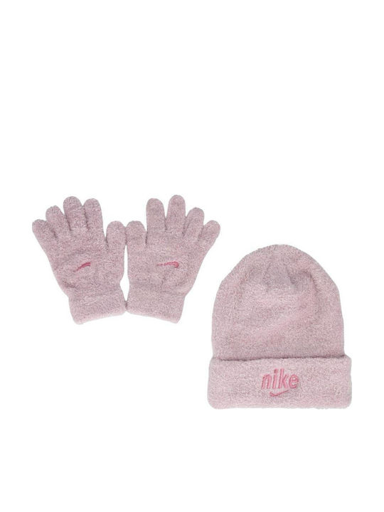 Beanie Σετ Παιδικό Σκουφάκι Πλεκτό Ροζ