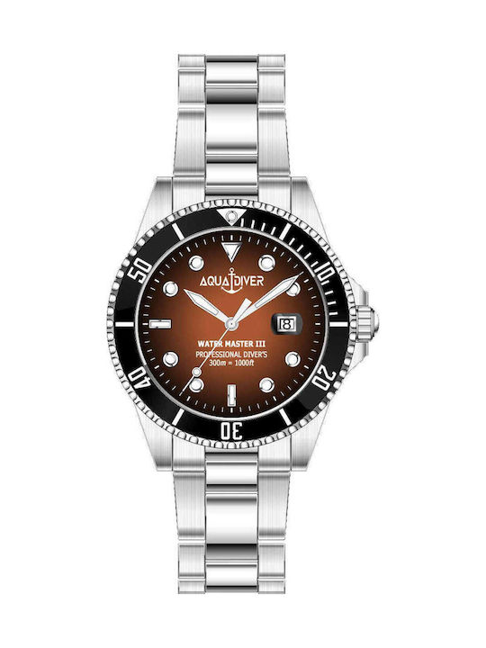 Aquadiver Water Master Men's Battery Watch with Silver Stainless Steel Bracelet Aquadiver Water Master Men's Battery Watch with Silver Stainless Steel Bracelet