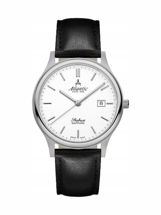 Men's Watch 40mm Battery with Black Leather Strap