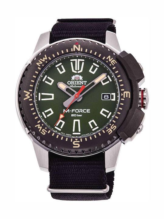 Orient M-force Мъжки Часовник Автоматичен с Зелен Текстилен Каишка